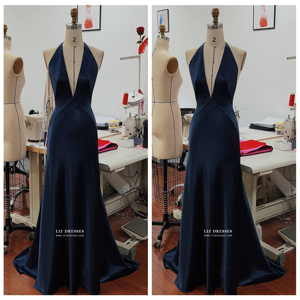 Ana de Armas as Paloma Navy Satin Dress No Time to Die Bond Girl