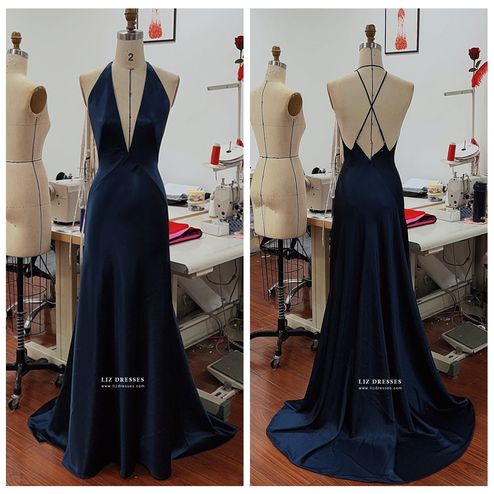 Ana de Armas as Paloma Navy Satin Dress No Time to Die Bond Girl