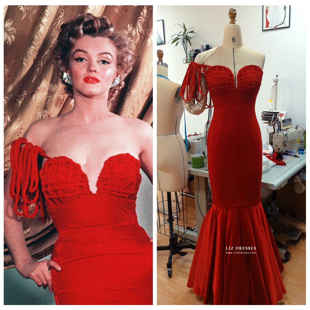 Marilyn Monroe Red Velvet Dress – lizdresses
