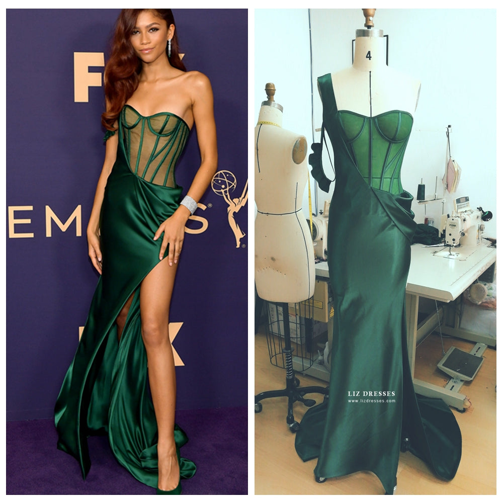 Zendaya Green Dress Corset Formal Prom gown