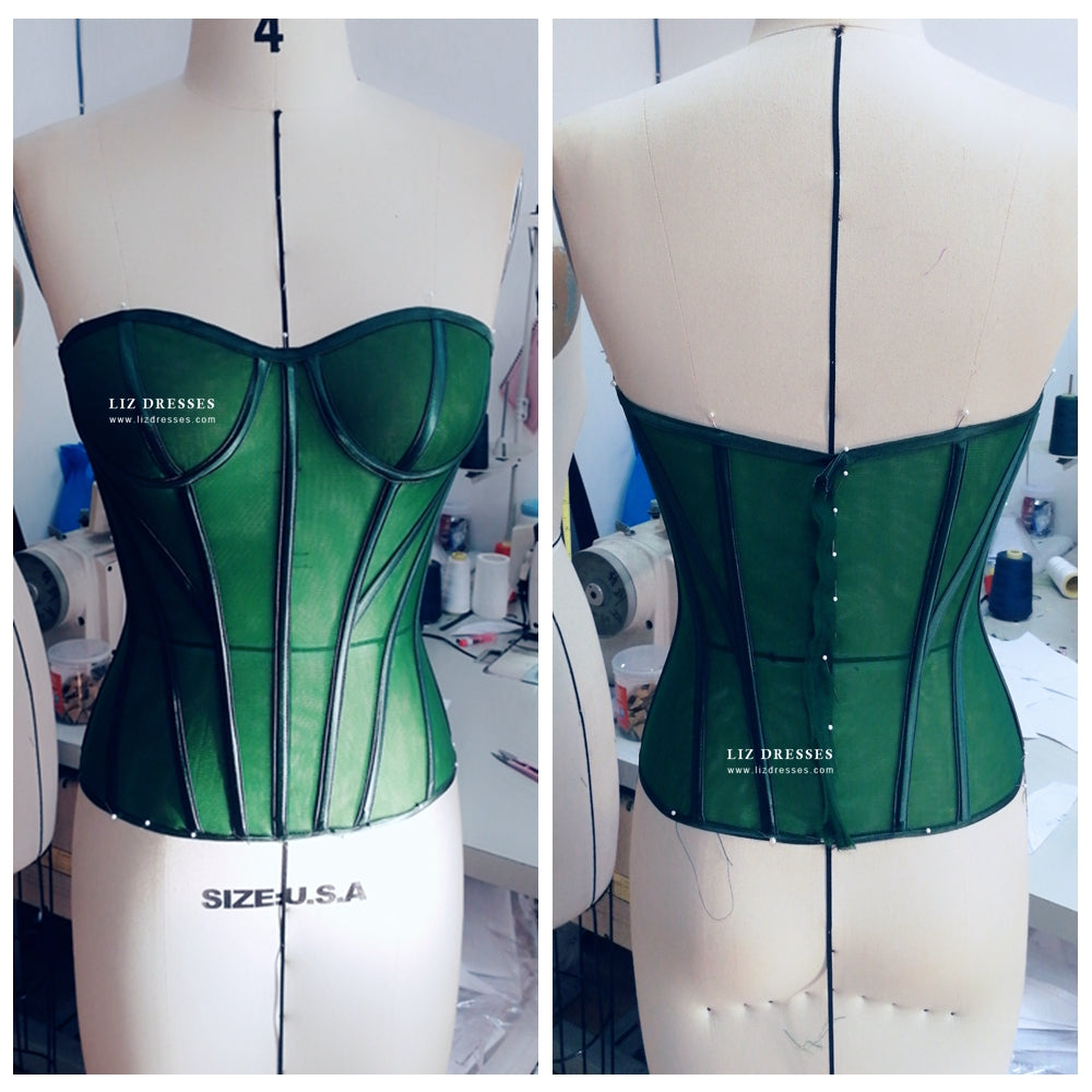 Zendaya Green Dress Corset Formal Prom gown