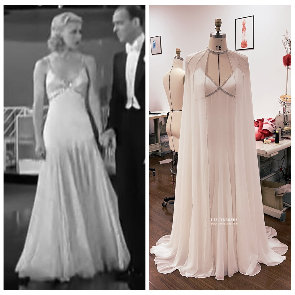 Ginger Rogers White Dancing Dress with Cape Swing Time 1930s Wedding