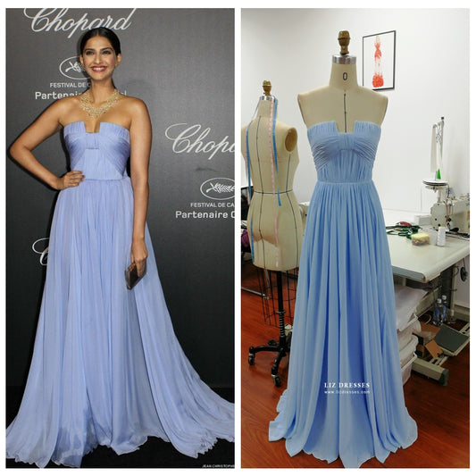 Giveaway Size 0 Blue Strapless Formal Prom Dress