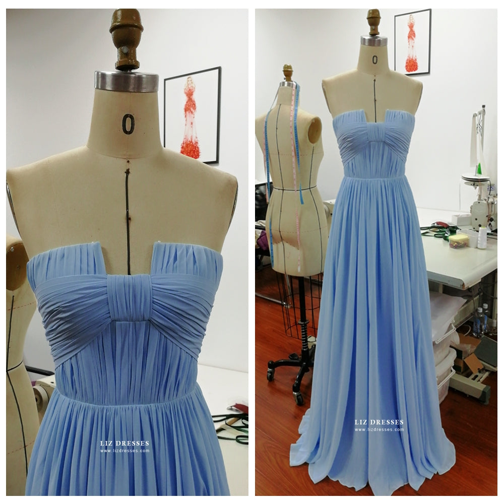 Giveaway Size 0 Blue Strapless Formal Prom Dress