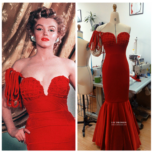 Marilyn Monroe Red Velvet Dress