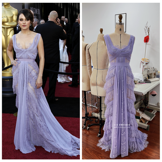 Mila Kunis Lavender Lace Dress